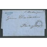 Norway 1863 Stampless Entire Letter from Hamburg "pr Hakon Jarl" to Fleckefjord with "KDOPA HAMBURG