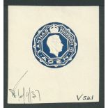 Aden 1937 Embossed DIE PROOF for the King George VI 3a registered envelope stamp