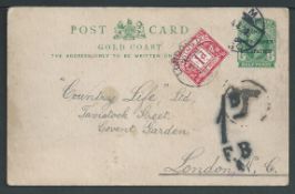 Togo 1920 Gold Coast 1/2d postal stationery post card overprinted "TOGO / ANGLO-FRENCH / OCCUPATION