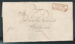 Victoria 1859 Entire to the Postmaster General at Melbourne, prepaid "2" and handstamped by a super