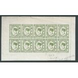 Labuan 1894 6c green imperforate Plate Proof sheet of ten in issued colour, on unwatermarked wove pa