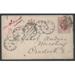 Basutoland 1889 Cape 1/2d postcard (corner crease) cancelled "277" numeral