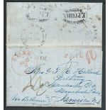 Jamaica / USA 1848 Entire letter from Salem to Jamaica with red "SALEM / N.C." c.d.s., "PAID" and "1