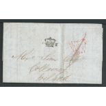 G.B. - Scotland 1841 Entire Letter from Glasgow prepaid 1d to Collooney with a fine strike of the s