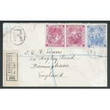 Barbados 1898 Registered cover to England bearing 1897 Diamond Jubilee issue 1d (2) and 2.1/2d.