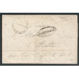France / Malta 1836 Wrapper from Marseille 9th February 1835 to Malta with Malta mark on reverse.