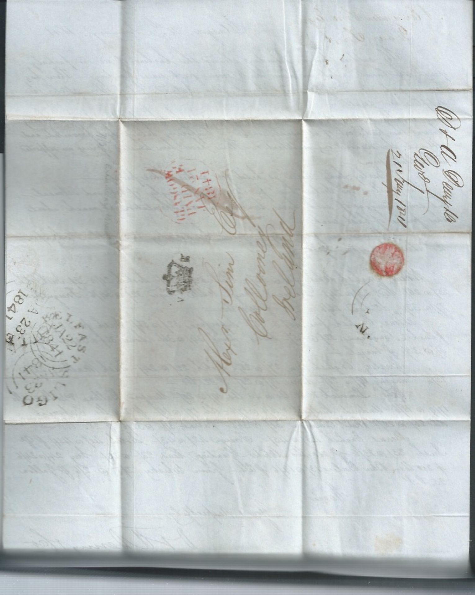 G.B. - Scotland 1841 Entire Letter from Glasgow prepaid 1d to Collooney with a fine strike of the s - Image 6 of 6