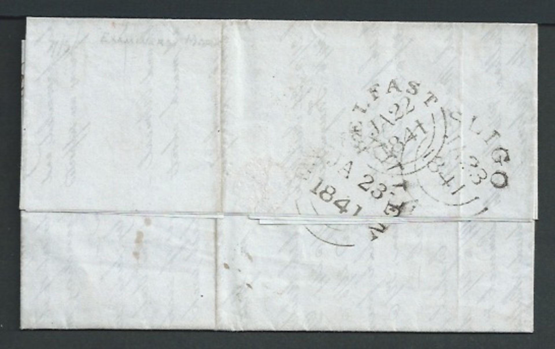 G.B. - Scotland 1841 Entire Letter from Glasgow prepaid 1d to Collooney with a fine strike of the s - Image 2 of 6