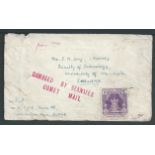 Crash & Wreck / Burma 1954 Cover from Kemmedine, Rangoon, to England, with handstruck red cachet 'DA