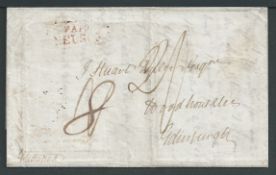 New Zealand 1846 Entire Letter from Nelson to Edinburgh with manuscript rating of "8" (deleted) and