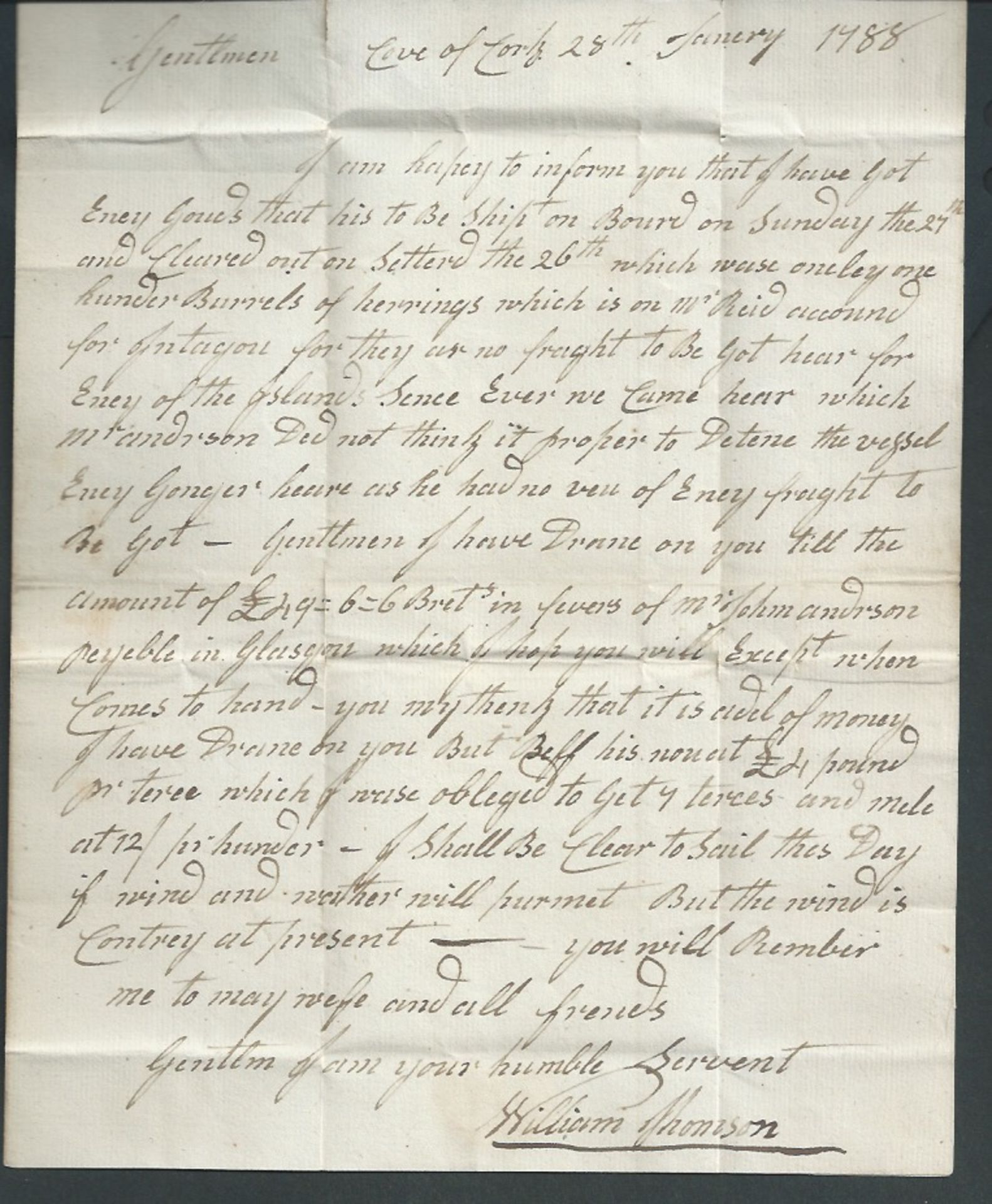 G.B. - Ireland / Ship Letters - Cove 1788 Entire letter from Cove of Cork to Scotland with "COVE / - Image 4 of 4