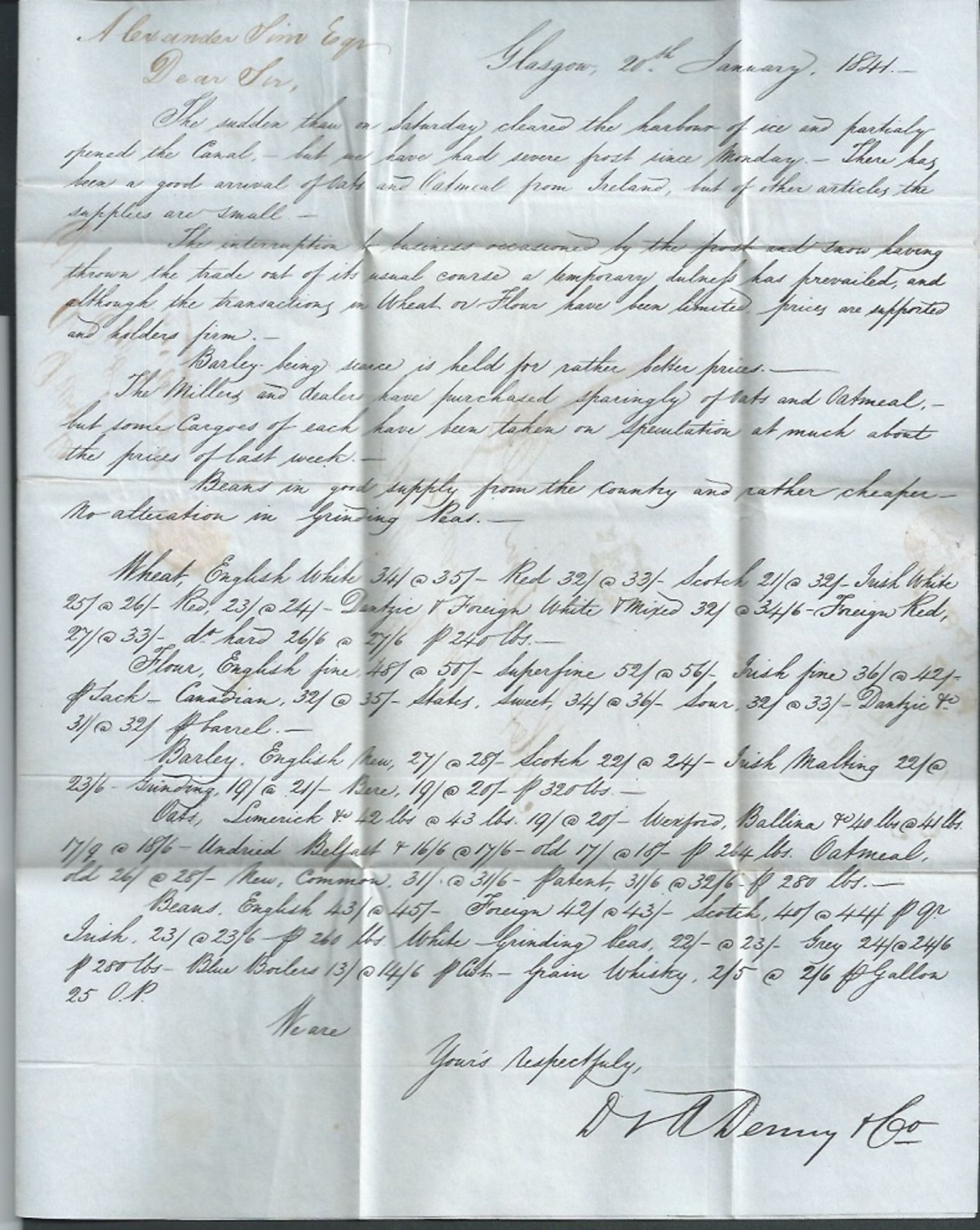 G.B. - Scotland 1841 Entire Letter from Glasgow prepaid 1d to Collooney with a fine strike of the s - Image 5 of 6