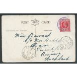 Fiji 1907 Picture Postcard to New Zealand with KEVII 1d cancelled by circular violet