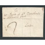 Great Britain - Bishop Marks c.1720 Entire letter from Cambridge to London handstamped "CAM / BRIDGE