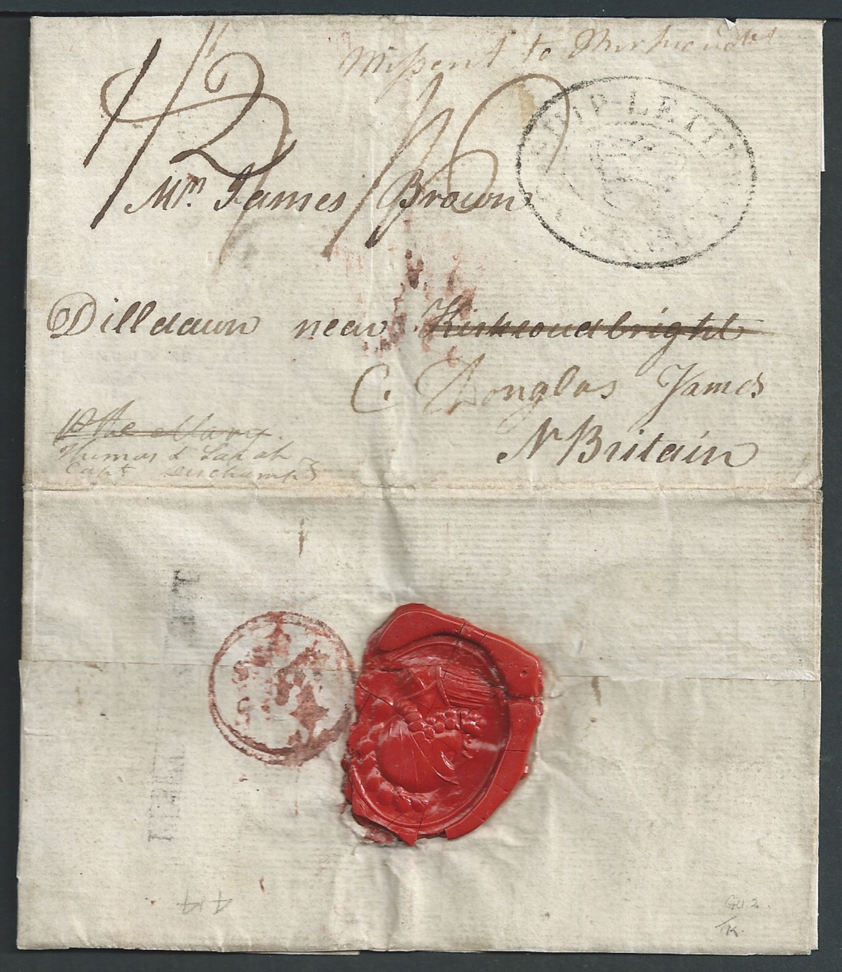 G.B. - Channel Islands / Ship Letters - Guernsey 1804 Entire letter (upper flap removed and rejoined