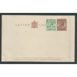 Great Britain - Ireland 1922 King George V GB 1 1/2d letter card with 1/2d stamp added with scarc...