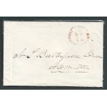 Bermuda 1854 Stampless Mourning Envelope sent from St. George to Hamilton with a good "ST. GEORGES