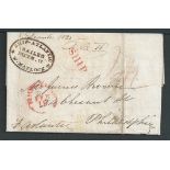 G.B. - Transatlantic 1820 Entire letter (file folds) from Liverpool to Philadelphia sent on the shi