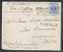 Hong Kong / USA 1907 Cover to the USA franked by Hong Kong KEVII 10c cancelled by a Seattle machine