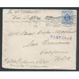 Hong Kong / USA 1907 Cover to the USA franked by Hong Kong KEVII 10c cancelled by a Seattle machine
