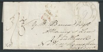 Malta / G.B Ship Letters - Falmouth 1815 Entire letter from Corfu to England with green double ring