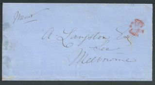 Victoria 1855 (July 2o) Part stampless entire from the Post Office at Portland regarding unclaimed