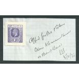 Saint Lucia 1936 1d violet Postal Stationery envelope die proof affixed to small piece, annotated "A