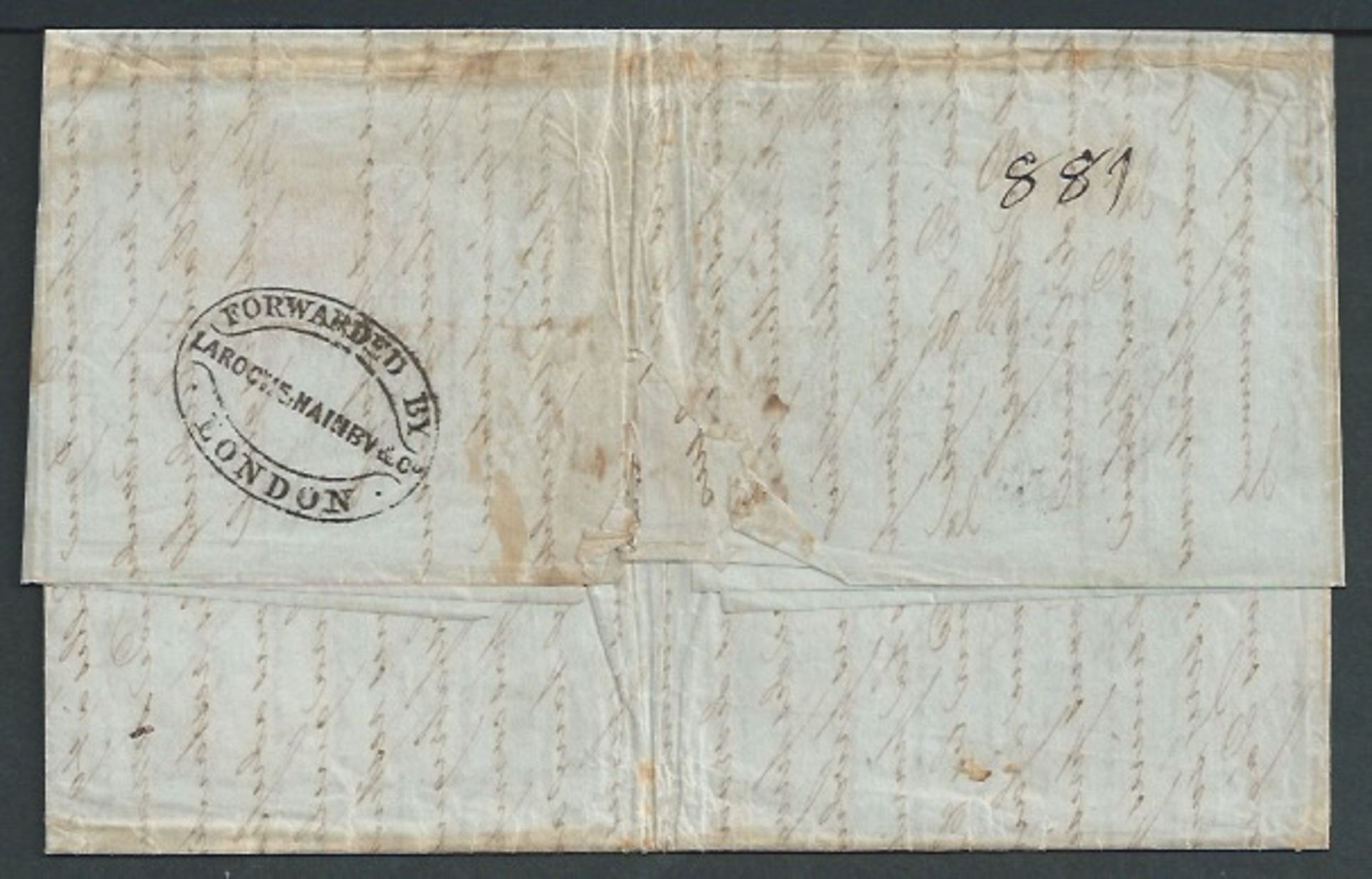 Argentina / Forwarding Agents 1852 Entire Letter from Antwerp to Buenos Aires bearing on reverse bl