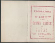 VISIT OF THE CROWN PRINCE OF JAPAN TO ENGLAND 1921 Fascinating programme for the visit of the Crown