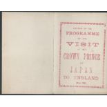 VISIT OF THE CROWN PRINCE OF JAPAN TO ENGLAND 1921 Fascinating programme for the visit of the Crown