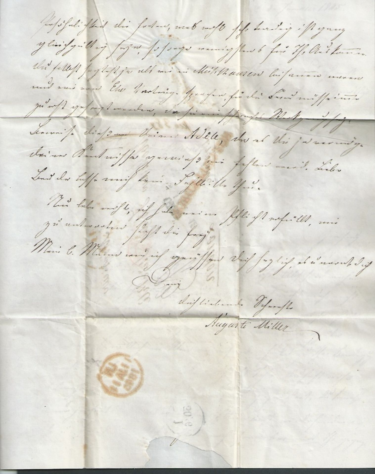 G.B. - London 1845 Entire Letter from Ulm to London handstamped "NOT CALLED FOR" in red. A scarce - Image 5 of 6