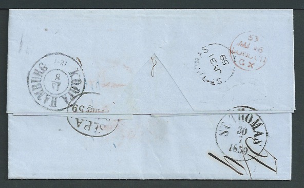 Danish West Indies 1859 Entire Letter from St. Croix to Copenhagen with Christiansted c.d.s. and va - Image 2 of 5