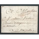 French Colonies - Martinique 1827 Entire letter (fie folds) from St Pierre to Marseille with red fra