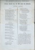 Transvaal 1875 Hymn Sheet for St. Albans Church, Pretoria, of a Special Service "for the Men going