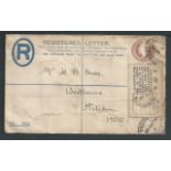 G.B. - Travelling Post Offices 1904 Registered postal stationery cover from Llandudno to Hitching b