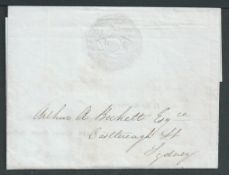 New South Wales c.1845 Sydney 2d local post letterset with embossed seal of the colony, addressed t