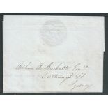 New South Wales c.1845 Sydney 2d local post letterset with embossed seal of the colony, addressed t