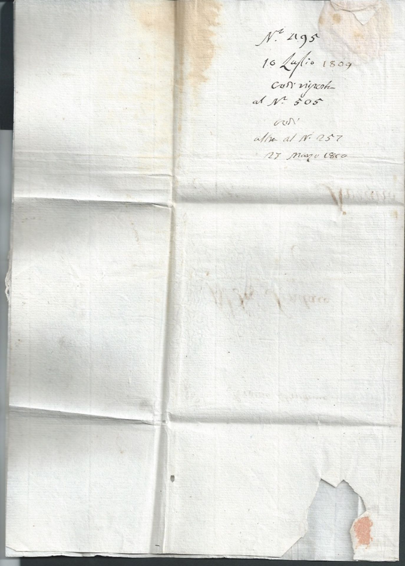 France / Italy 1809 Printed Circular from Treviso to Ariano with manuscript "Service Marittimo" and - Image 2 of 3