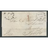 G.B. - Wiltshire / Shropshire 1845 Entire from Salisbury to Brosely via London with datestamps of S