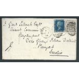 Gibraltar 1879 Cover (flap misisng ) to India bearing 2d blue plate 16 and 6d grey plate 16 tied by