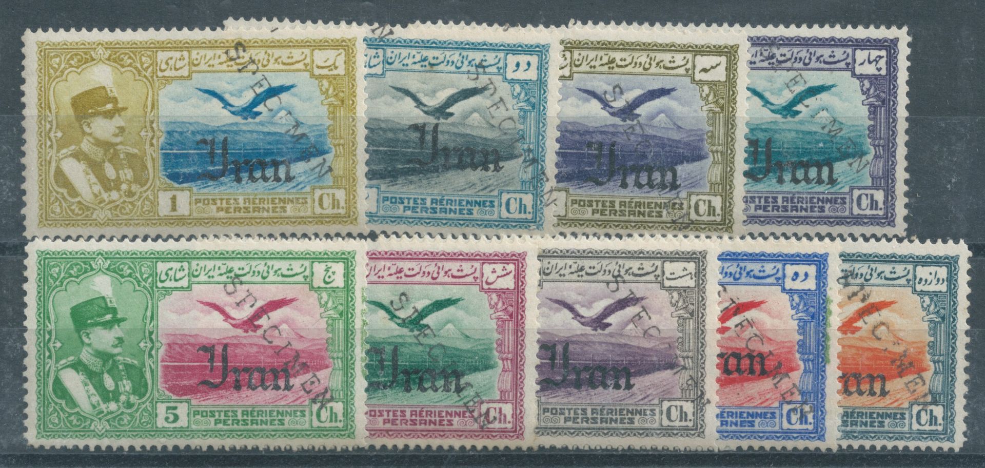 Persia 1935 Airs 1ch ro 3To, S.G. 770/786, distributed through the U.P.U. as Specimen stamps