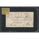 French Guiana 1885 Mourning cover to France franked by French Colonies 25c tied by "GYANNE / CAYENN