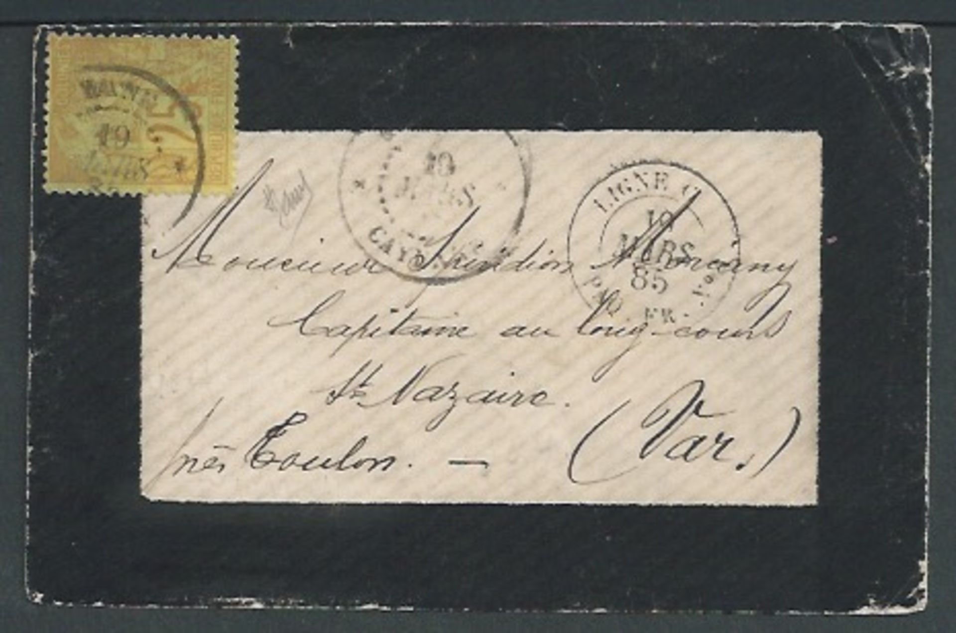 French Guiana 1885 Mourning cover to France franked by French Colonies 25c tied by "GYANNE / CAYENN