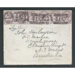 G.B. - Postage Dus / Scotland 1888 Cover to New South Wales franked by 1d lilac strip of six cancel