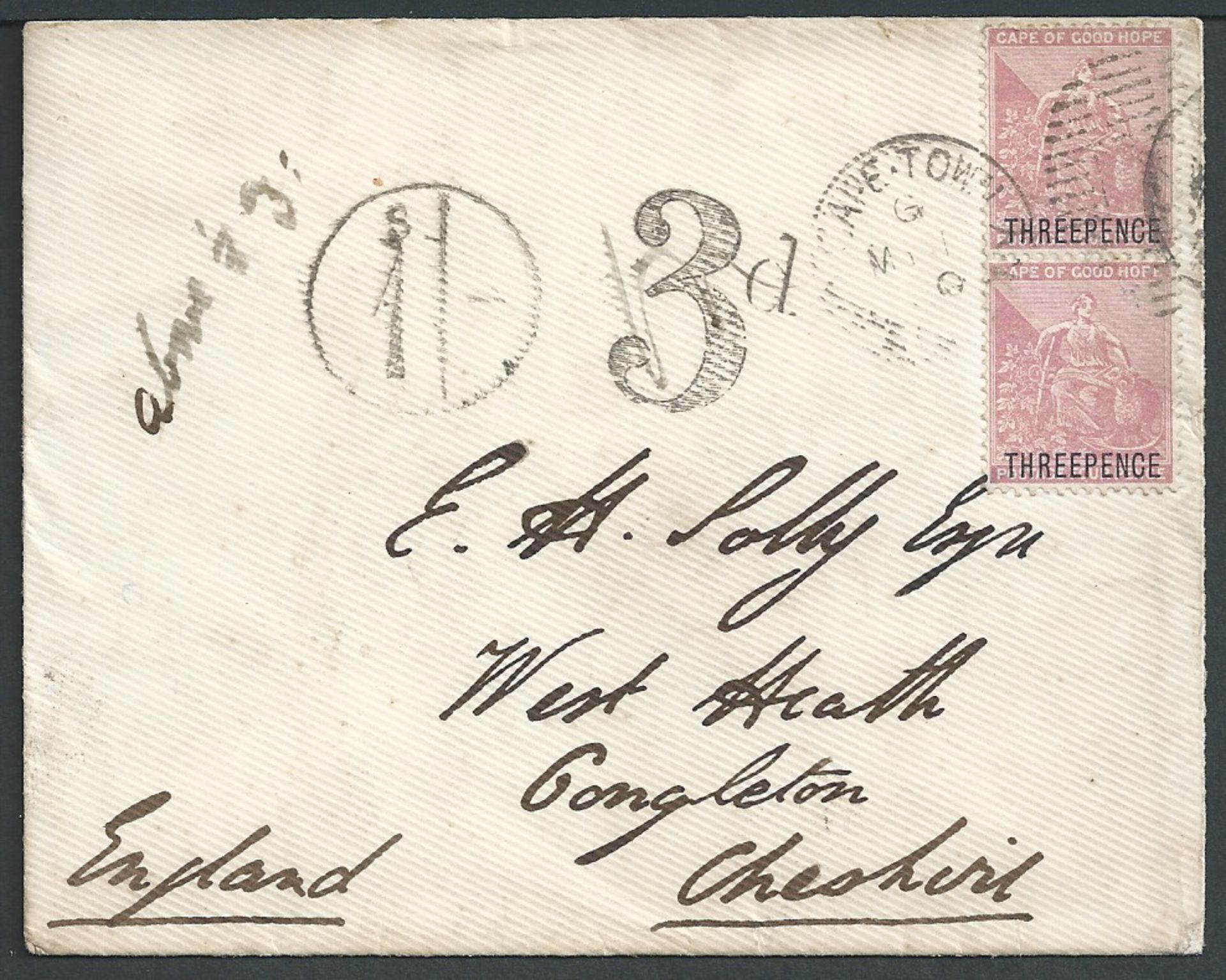 Cape of Good Hope / GB - Postage Dues 1880 Cover from Cape Town to England