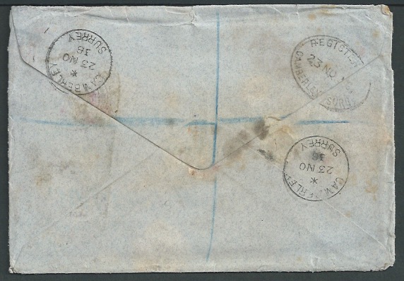 Australia/Crash Mail 1938 (Nov. 23) Registered Cover from England to Australia, recorded from the fl - Image 2 of 2
