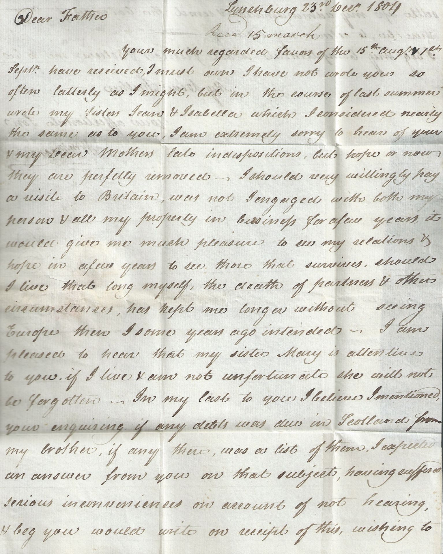 G.B. - Channel Islands / Ship Letters - Guernsey 1804 Entire letter (upper flap removed and rejoined - Image 2 of 3