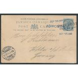 Jamaica / Germany / United States 1903 Jamaica 1d postal stationery Post Card to Germany cancelle...