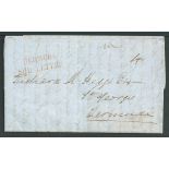 Bermuda 1846 Entire letter from New York to St. Georges, Bermuda, handstamped with an unusually f...