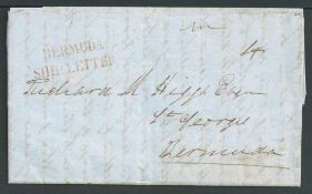 Bermuda 1846 Entire letter from New York to St. Georges, Bermuda, handstamped with an unusually f...